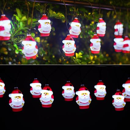 Aigostar - Guirlande solaire de Noël à LED 10xLED/3,8 m IP44 blanc froid 400 mAh