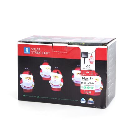 Aigostar - Guirlande solaire de Noël à LED 10xLED/3,8 m IP44 blanc froid 400 mAh