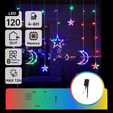 Aigostar - Guirlande solaire de Noël à LED 120xLED/8 fonctions 3x0,6 m 500 mAh IP65 multicolore