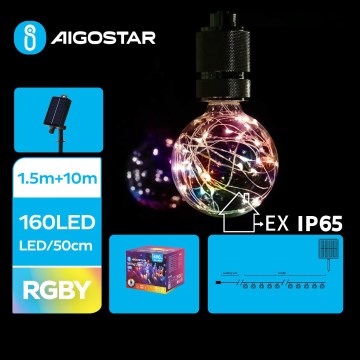 Aigostar - Guirlande solaire de Noël à LED 20 LED / 8 fonctions, 11,5 m, IP65, multicolore