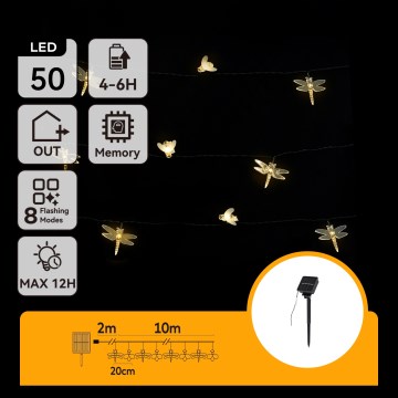 Aigostar - Guirlande solaire décorative à LED 50 LED / 8 fonctions 10 m 800 mAh IP65 blanc chaud