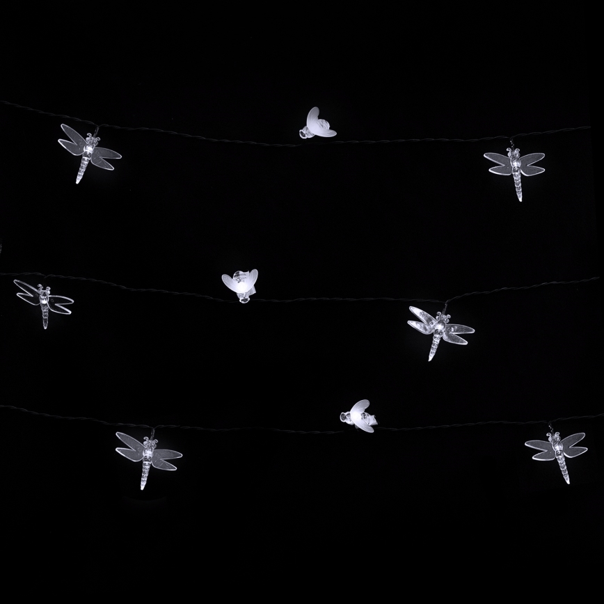 Aigostar - Guirlande solaire décorative 50 LED, 8 modes, 10 m, 800 mAh, IP65, blanc froid