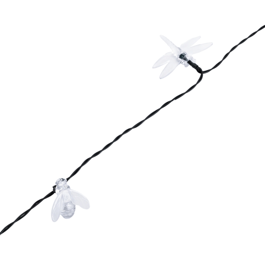 Aigostar - Guirlande solaire décorative 50 LED, 8 modes, 10 m, 800 mAh, IP65, blanc froid