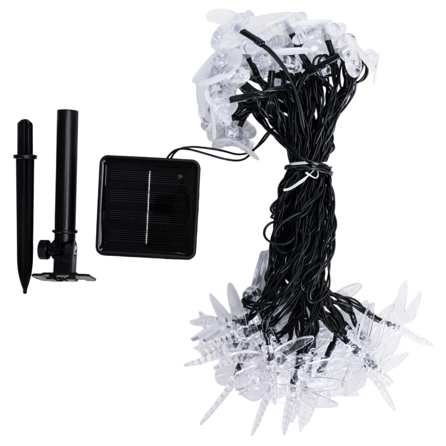 Aigostar - Guirlande solaire décorative 50 LED, 8 modes, 10 m, 800 mAh, IP65, blanc froid