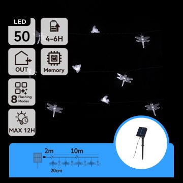 Aigostar - Guirlande solaire décorative à LED 50xLED/8 fonctions 10 m 800 mAh IP65 blanc froid