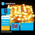 Aigostar - Guirlande solaire LED, 100 LED / 8 fonctions, 12 m, 800 mAh, IP65, blanc chaud