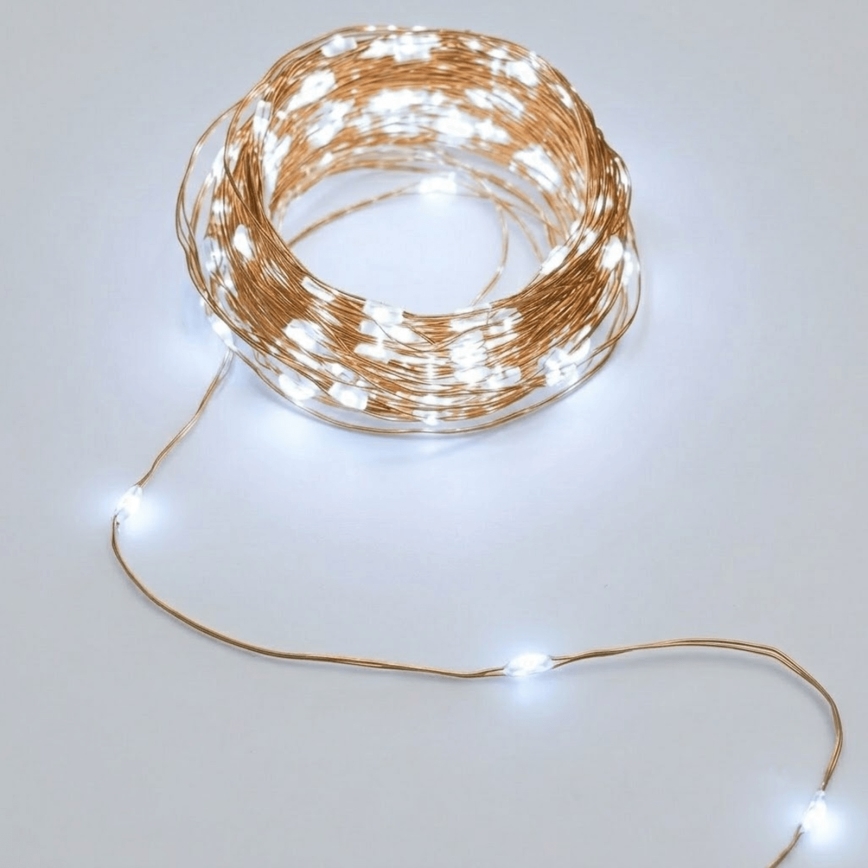 Aigostar - Guirlande solaire à LED 200 LEDs / 8 modes, 22 m, IP65, blanc froid, 800 mAh