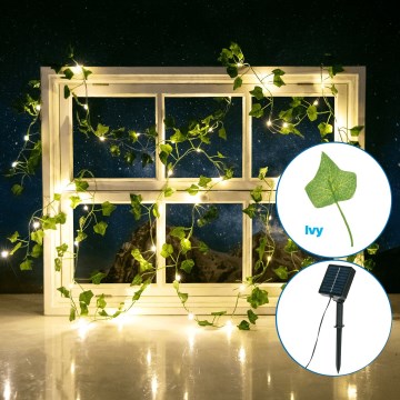 Aigostar - Guirlande solaire LED 50xLED/7m IP65 300 mAh blanc chaud lierre