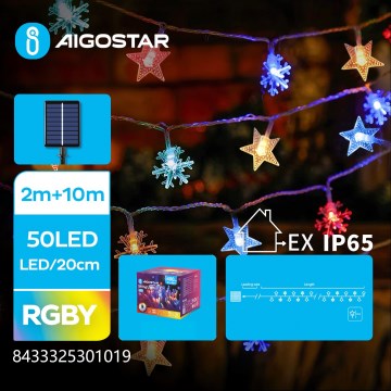 Aigostar - Guirlande solaire LED 50xLED/8 fonctions 800 mAh 12 m IP65 multicolore
