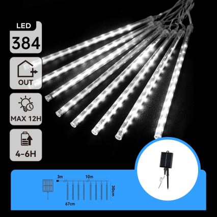 Aigostar - Guirlande lumineuse solaire de Noël à LED 384 LED/13 m IP65 1200 mAh blanc froid