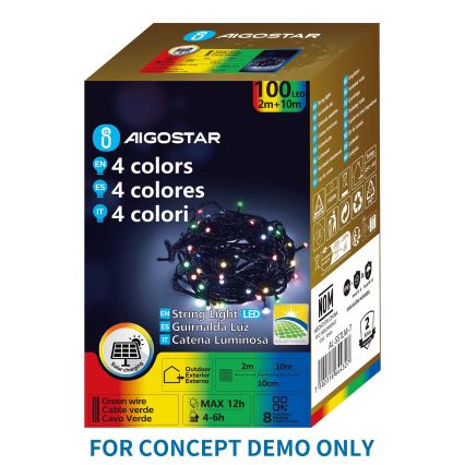 Aigostar - Guirlande de Noël solaire à LED 500 LED/8 fonctions 52 m IP65 multicolore 1200 mAh