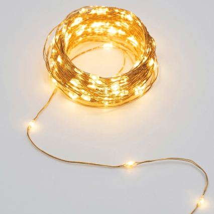 Aigostar - Guirlande solaire LED de Noël 500xLED/8 fonctions 52m IP65 blanc chaud 1200 mAh