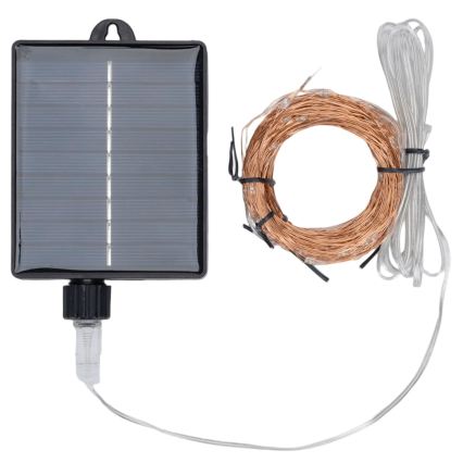 Aigostar - Guirlande solaire LED de Noël 500xLED/8 fonctions 52m IP65 blanc chaud 1200 mAh