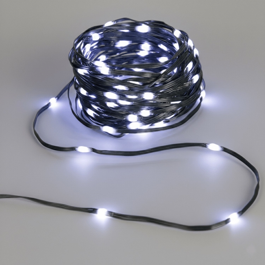 Aigostar - Guirlande solaire LED de Noël 500xLED/8 fonctions 52m IP65 blanc froid 1200 mAh