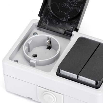 Aigostar - Interrupteur domestique pour courant alternatif avec prise 250 V/16 A IP54