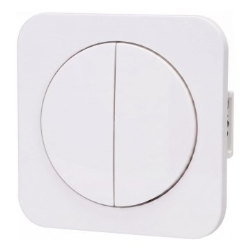 Aigostar - Interrupteur double avec cadre n° 6+6, blanc