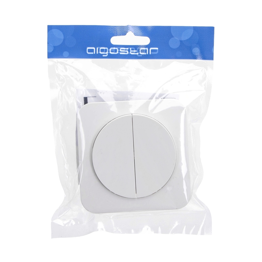 Aigostar - Interrupteur double avec cadre n° 7 blanc
