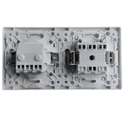 Aigostar - Interrupteur double n° 1 et prise SCHUKO 250V avec cadre blanc
