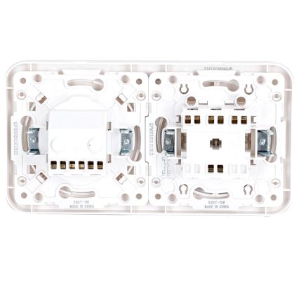Aigostar - Interrupteur double n° 5 et prise Schuko 230 V avec cadre blanc