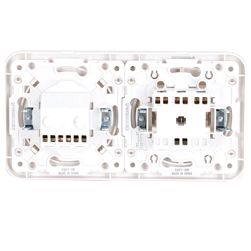 Aigostar - Interrupteur double n° 5 et prise Schuko 230 V avec cadre blanc