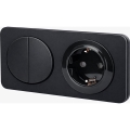 Aigostar - Interrupteur double n° 5 et prise SCHUKO 230 V avec cadre noir