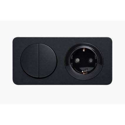 Aigostar - Interrupteur double n° 5 et prise SCHUKO 230 V avec cadre noir