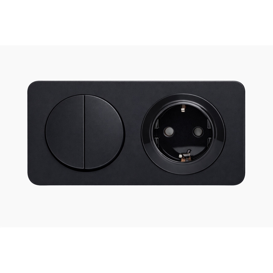 Aigostar - Interrupteur double n° 5 et prise SCHUKO 230 V avec cadre noir