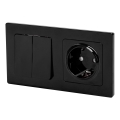 Aigostar - Interrupteur double n° 5 et prise SCHUKO 230 V avec cadre noir
