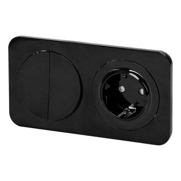 Aigostar - Interrupteur double n° 6+6 et prise SCHUKO 230 avec cadre noir