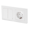 Aigostar - Interrupteur double n° 6 + 6 et prise SCHUKO 250V avec cadre blanc