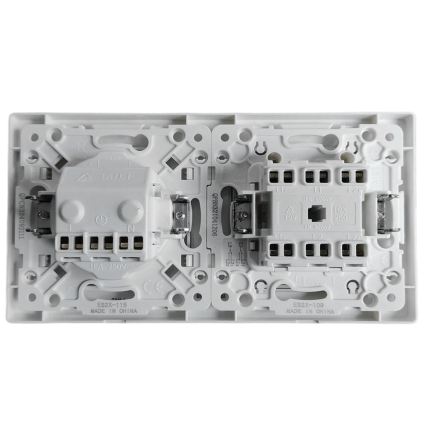 Aigostar - Interrupteur double n° 6 + 6 et prise SCHUKO 250V avec cadre blanc