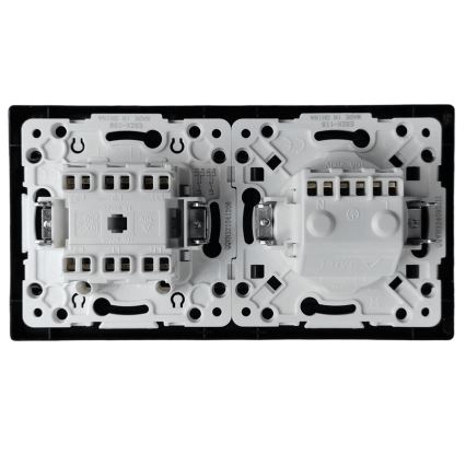 Aigostar - Interrupteur double n° 6 et prise SCHUKO 230 V avec cadre noir