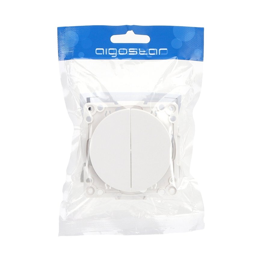 Aigostar - Interrupteur double sans cadre n° 5 blanc