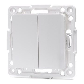 Aigostar - Interrupteur double sans cadre n° 6+6 blanc