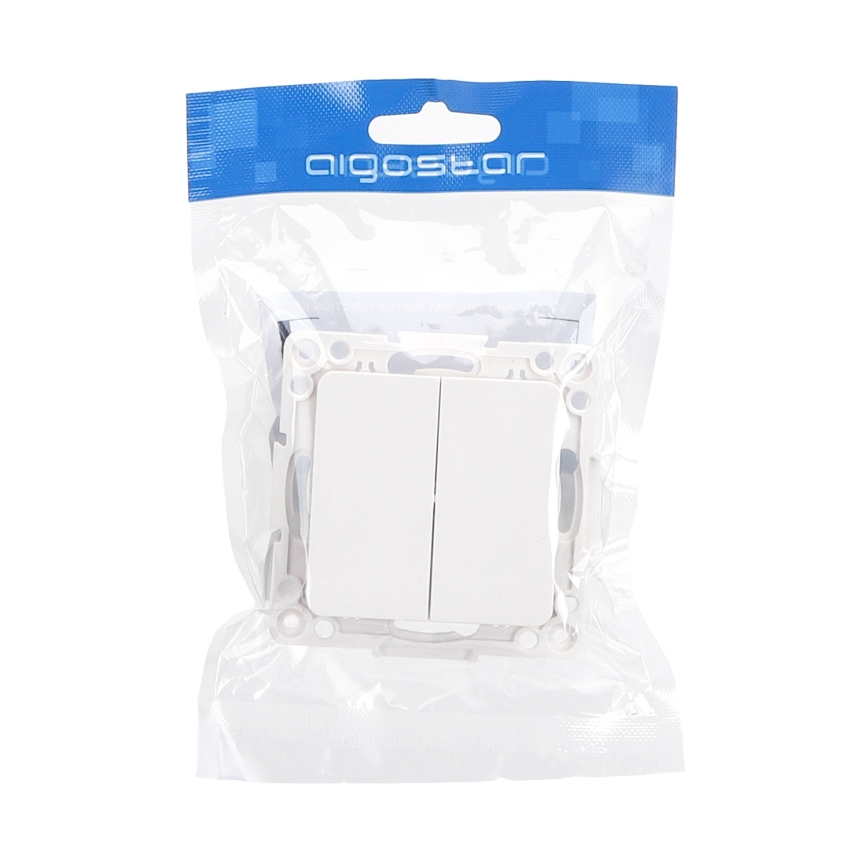 Aigostar - Interrupteur double sans cadre n° 6+6 blanc