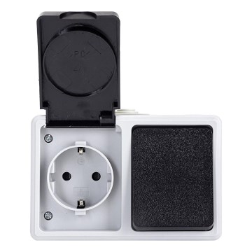 Aigostar - Interrupteur extérieur 1P avec prise 1x16A/250V IP54