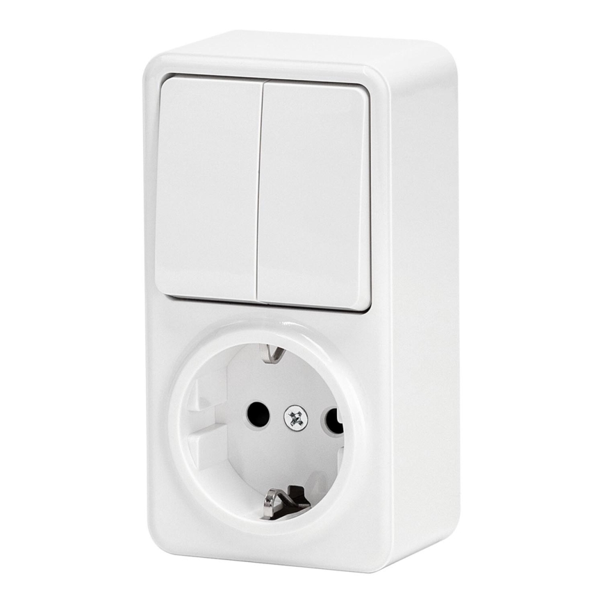 Aigostar - Interrupteur intérieur 2P avec prise 1x10A/250V SCHUKO