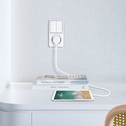 Aigostar - Interrupteur intérieur 2P avec prise 1x10A/250V SCHUKO