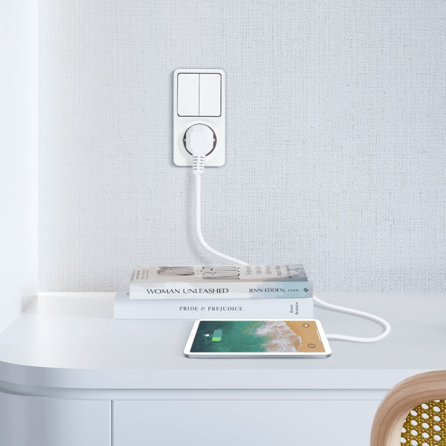 Aigostar - Interrupteur intérieur 2P avec prise 1x10A/250V SCHUKO