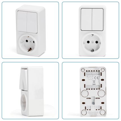 Aigostar - Interrupteur intérieur 2P avec prise 1x10A/250V SCHUKO