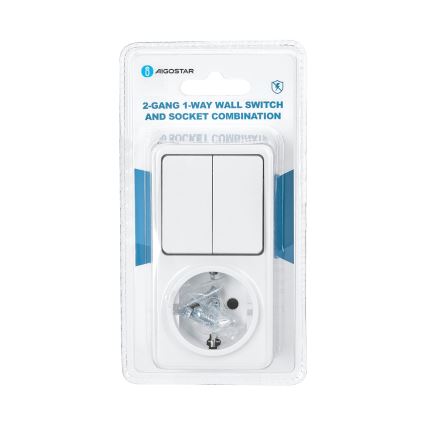 Aigostar - Interrupteur intérieur 2P avec prise 1x10A/250V SCHUKO