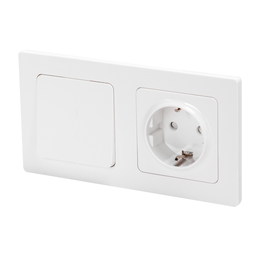 Aigostar - Interrupteur simple n° 1 et prise SCHUKO 250V avec cadre blanc