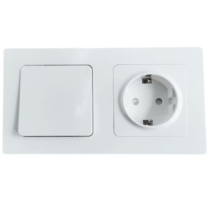 Aigostar - Interrupteur simple n° 1 et prise SCHUKO 250V avec cadre blanc