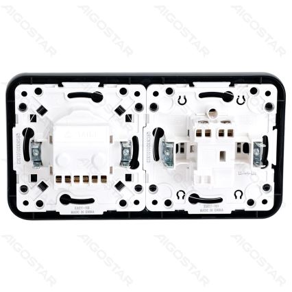Aigostar - Interrupteur unipolaire n°1 et prise SCHUKO 230 V avec cadre, noir
