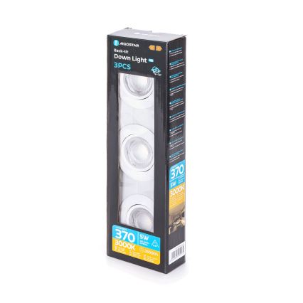 Aigostar - KIT de 3 Spots LED/5W/230V 3000K diamètre 8,5 cm blanc