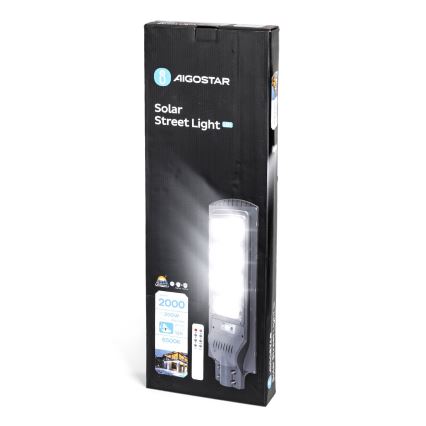 Aigostar - Lampadaire solaire avec détecteur LED/200W/3,2V IP65 6500K + Télécommande