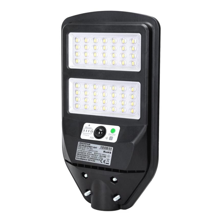 Aigostar - Lampadaire solaire avec détecteur LED/70W/3,2V 4000mAh IP65 6500K + Télécommande