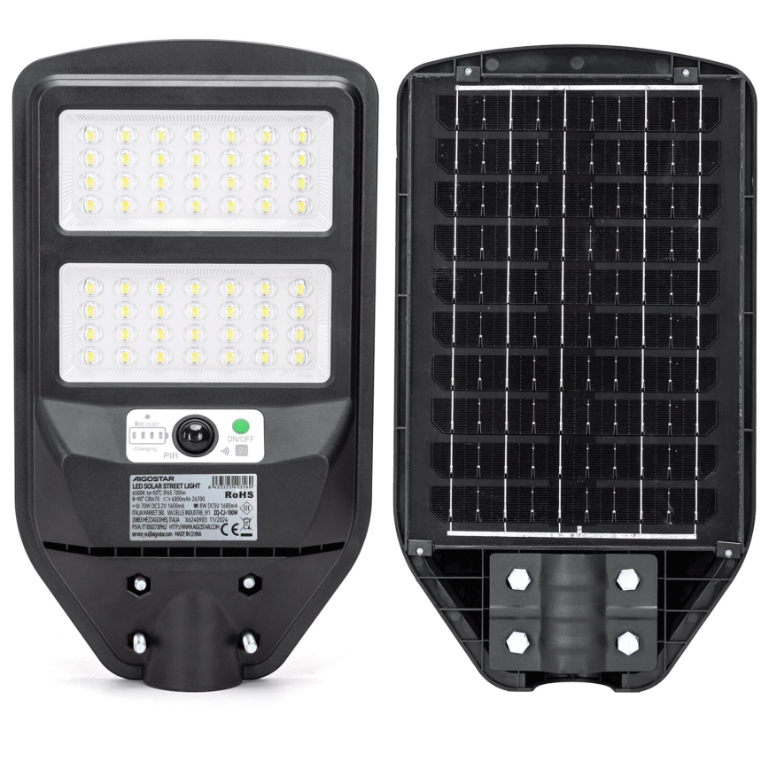 Aigostar - Lampadaire solaire avec détecteur LED/70W/3,2V 4000mAh IP65 6500K + Télécommande