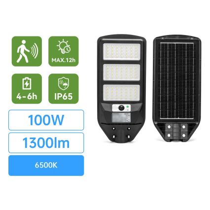 Aigostar - Lampadaire solaire LED avec détecteur LED/100W/3,2V 2400mAh 6500K