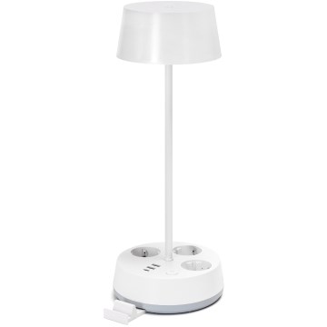 Aigostar - Lampe de bureau LED dimmable avec prises et port USB LED/4,6W/230V 3000/4000/6500K blanche